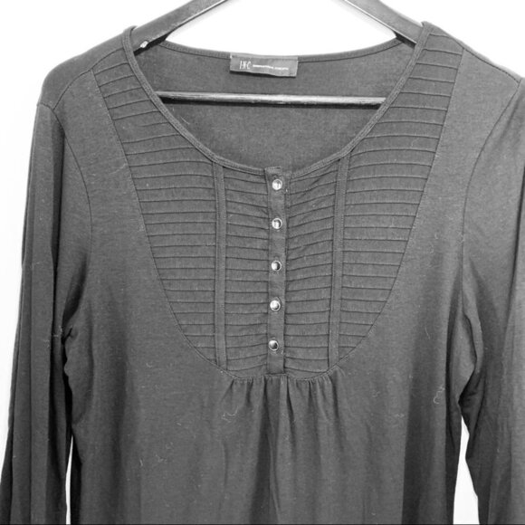 INC Black Top T-Shirt Button Front Tucj Size M - Picture 4 of 9